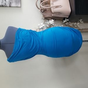 Egyptian blue one shoulder  mini dress.